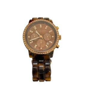 Michael Kors MK5366 Classic Collection watch crystal-studded bezel tortoise band